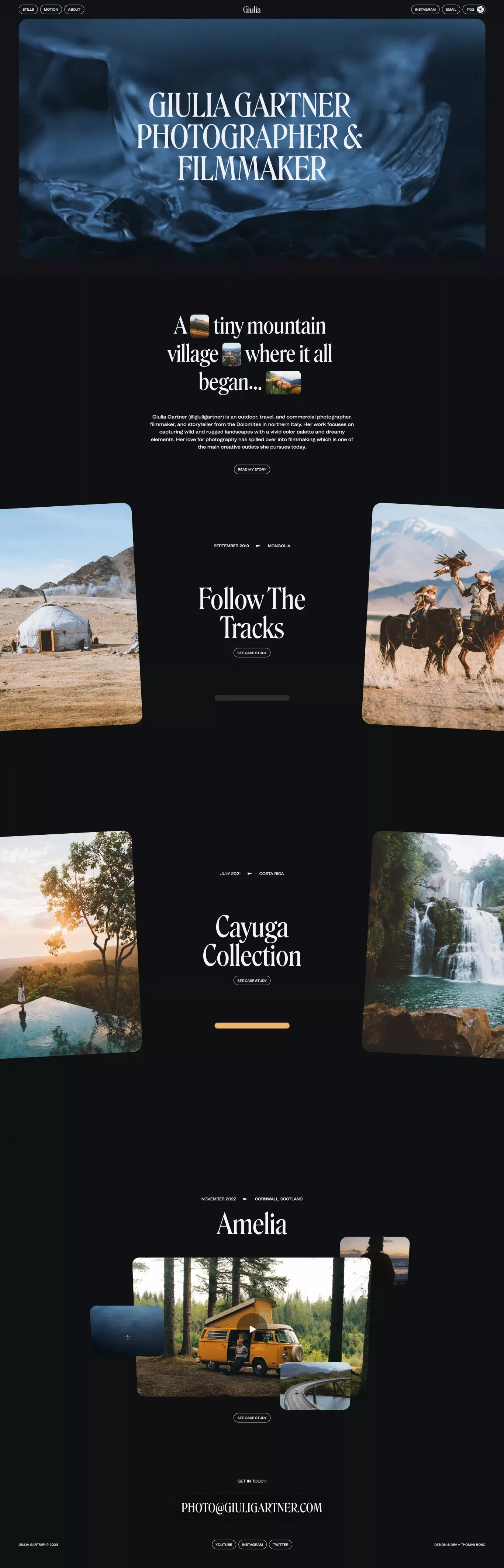 Giulia Gartner — Photographer & Filmmaker - Portfolio design
