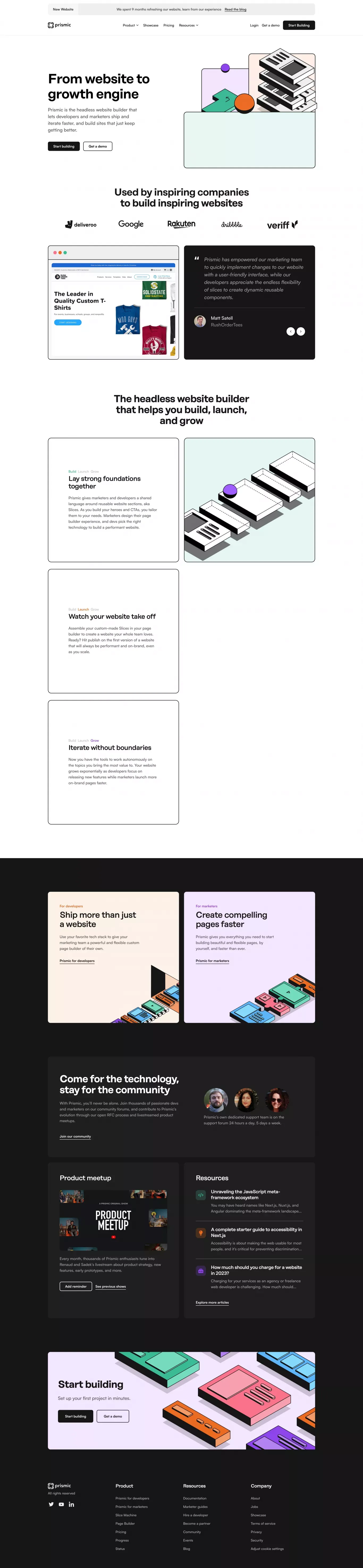 Prismic: Headless Website Builder - Launch and Iterate Faster - Landing design