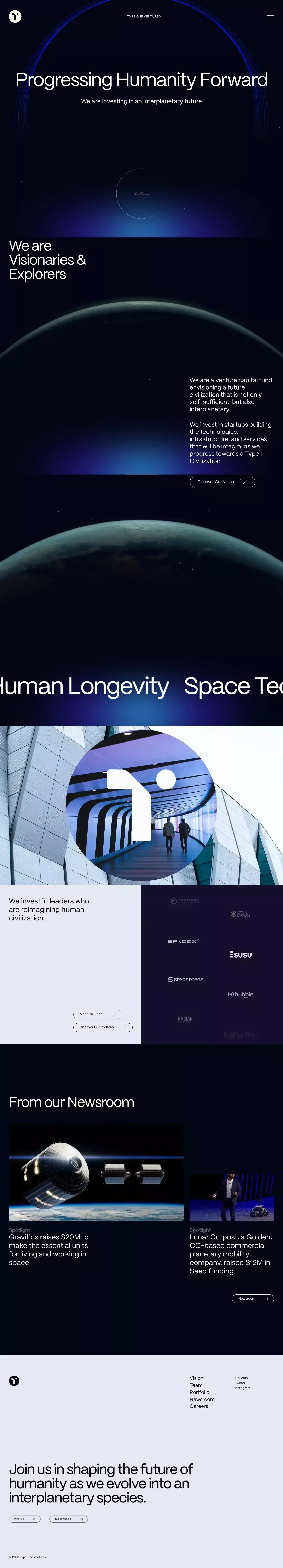 Type One Ventures - Portfolio design