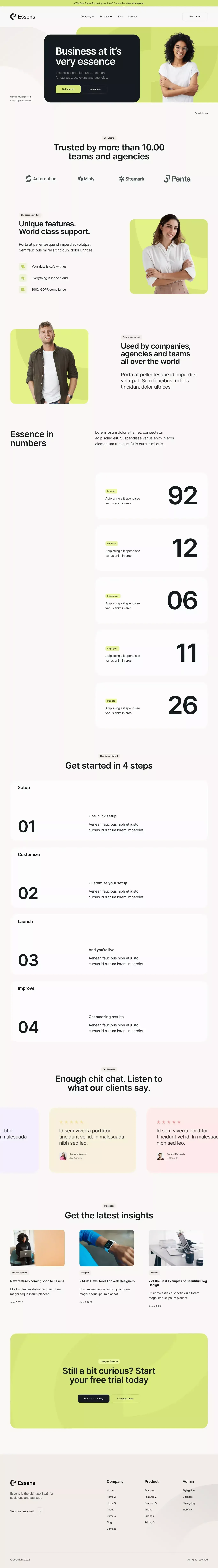 Essens - Webflow HTML website template - Template design