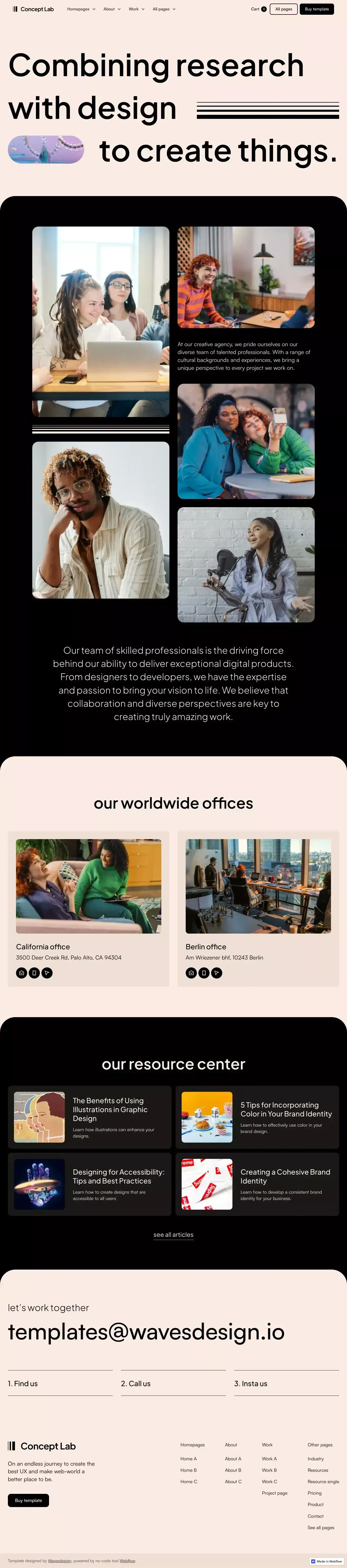 About B | Concept Lab - Webflow Ecommerce website template - Template design