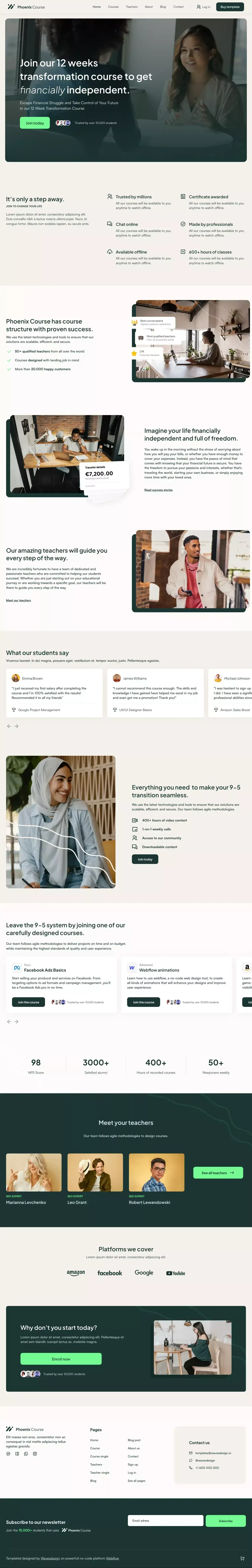 Home | Phoenix Course - Webflow Ecommerce website template - Template design