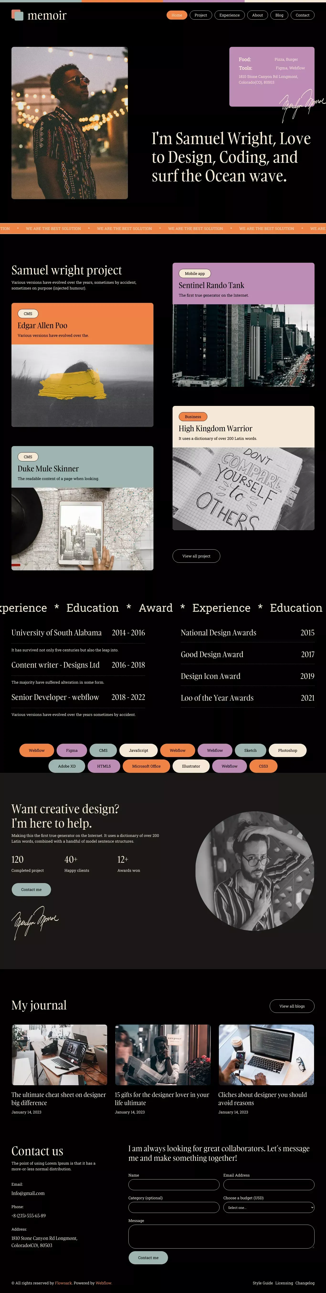 Memoir - Webflow HTML website template - Template design