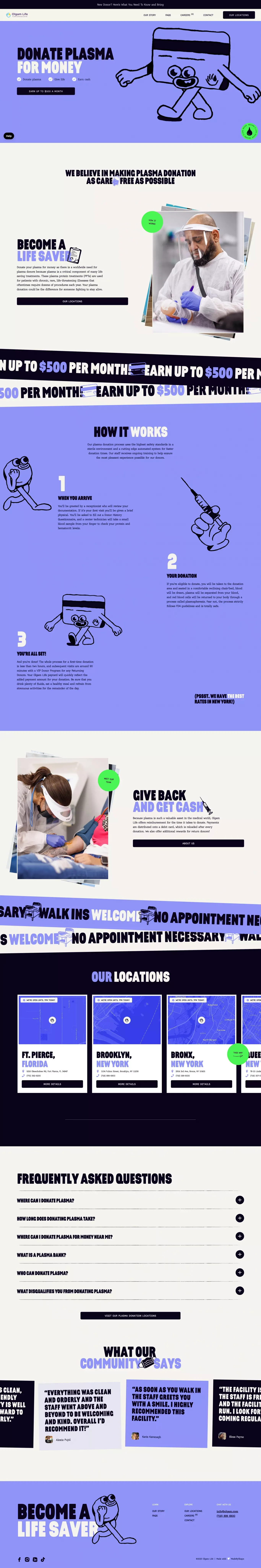 Donate Plasma For Money At Olgam Life Plasma Donation Center - Landing design