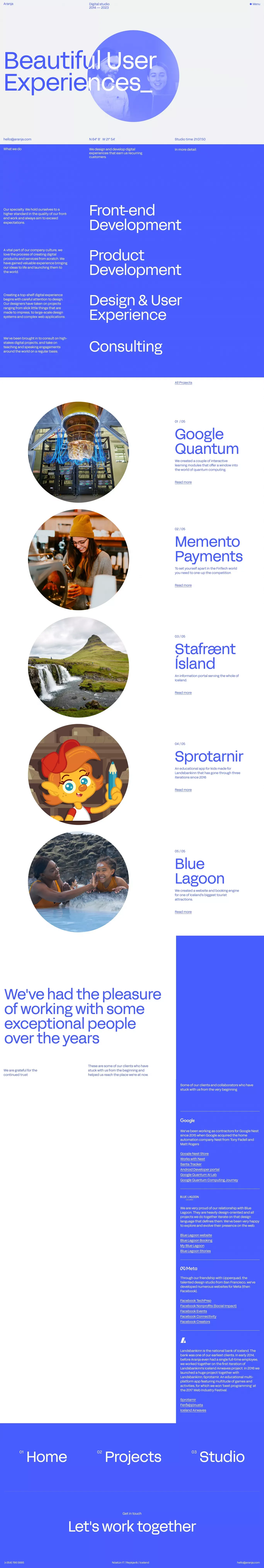 Aranja Studio - Portfolio design