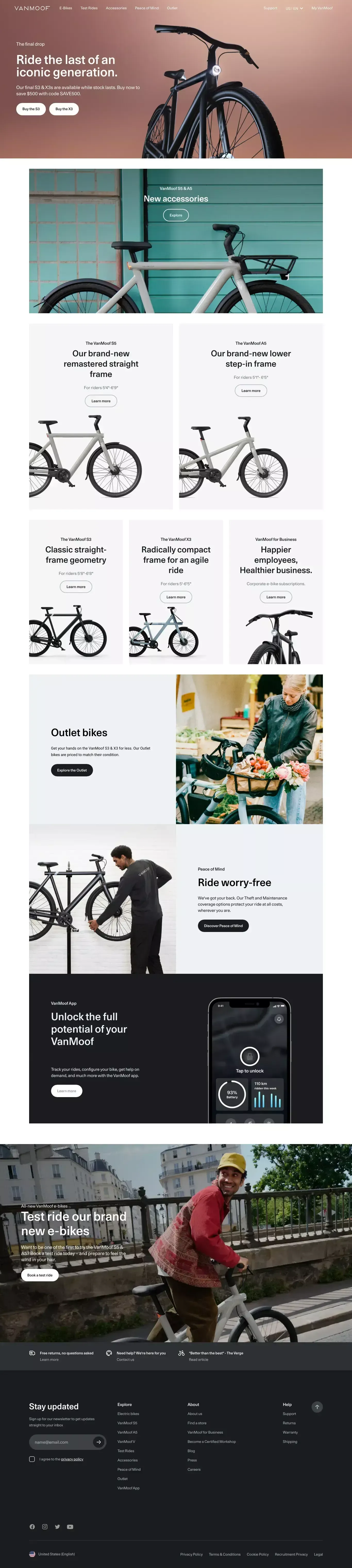 Ride the future with our Electric Bikes | VanMoof - Ecommerce design