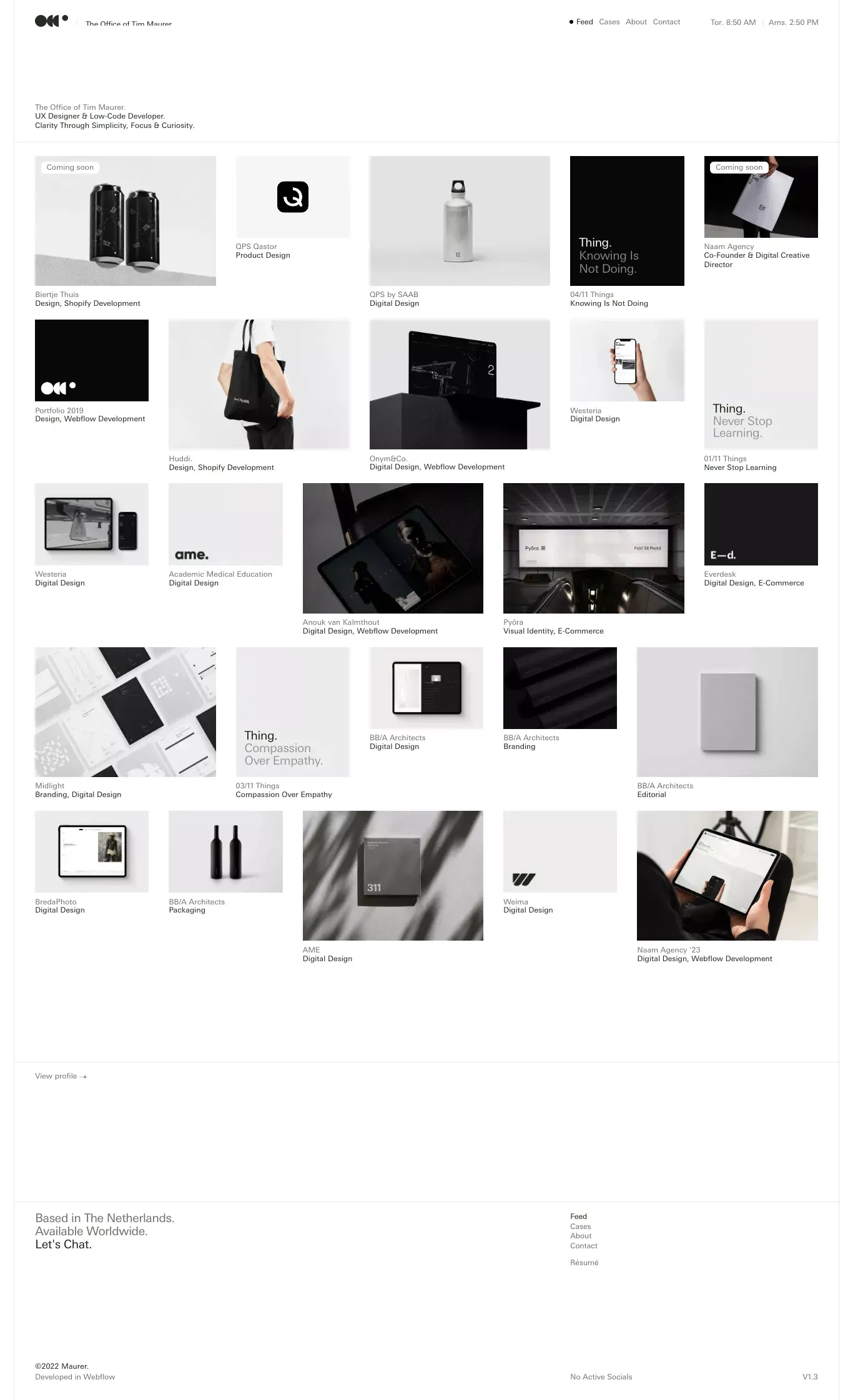 Timothy Maurer — (Lead) UX Designer & Low-Code Developer — Clarity Through Simplicity, Focus & Curiosity. - Portfolio design