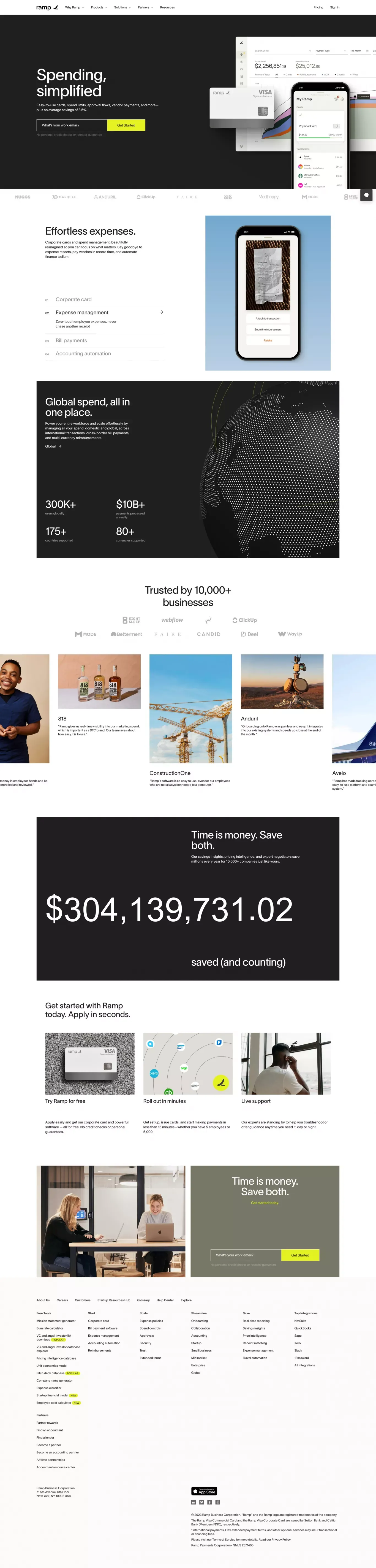 Ramp | Corporate Cards and Finance Automation That Scales - Landing design
