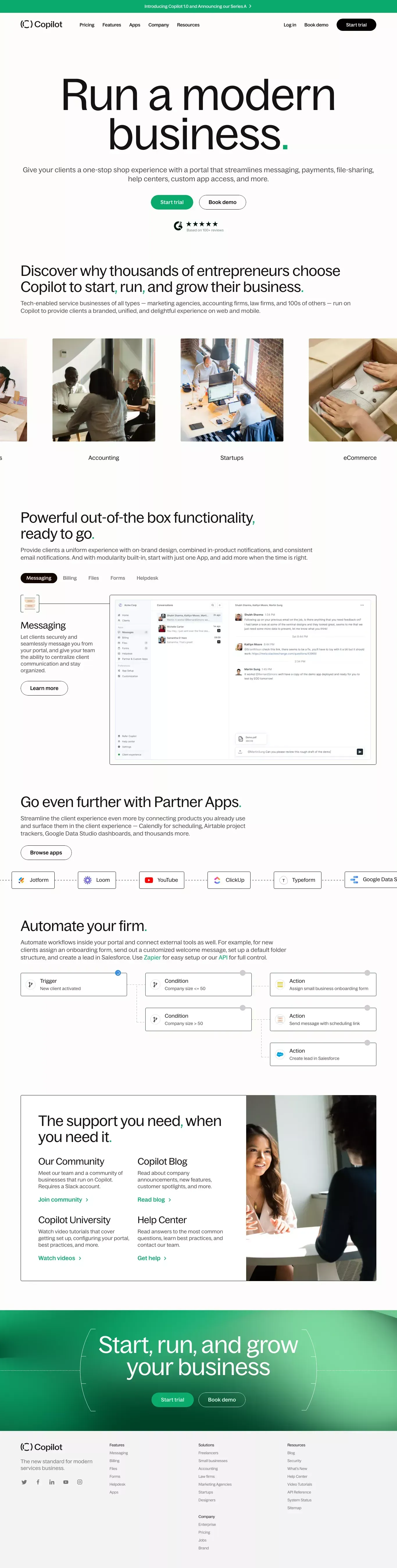Copilot • Client portal • Customer portal • Nocode builder - Landing design