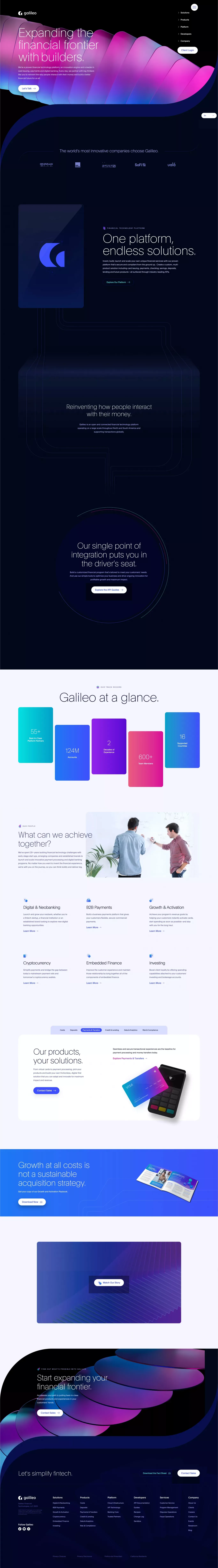 Galileo Financial Technology Platform | Banking, Fintech, APIs - Landing design