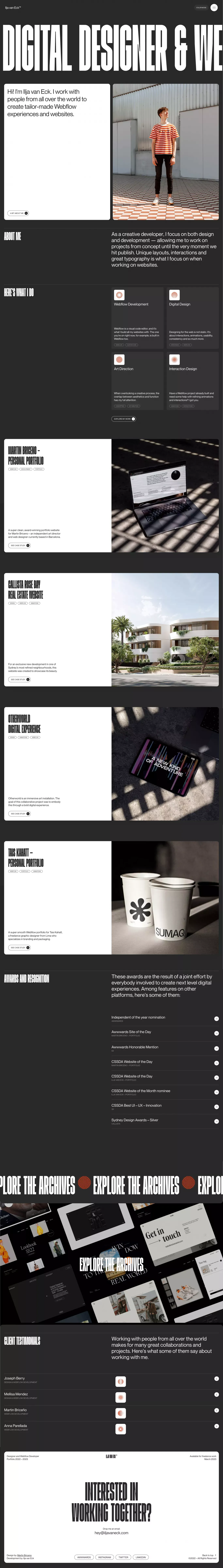 Ilja van Eck - Freelance designer and Webflow developer - Portfolio design