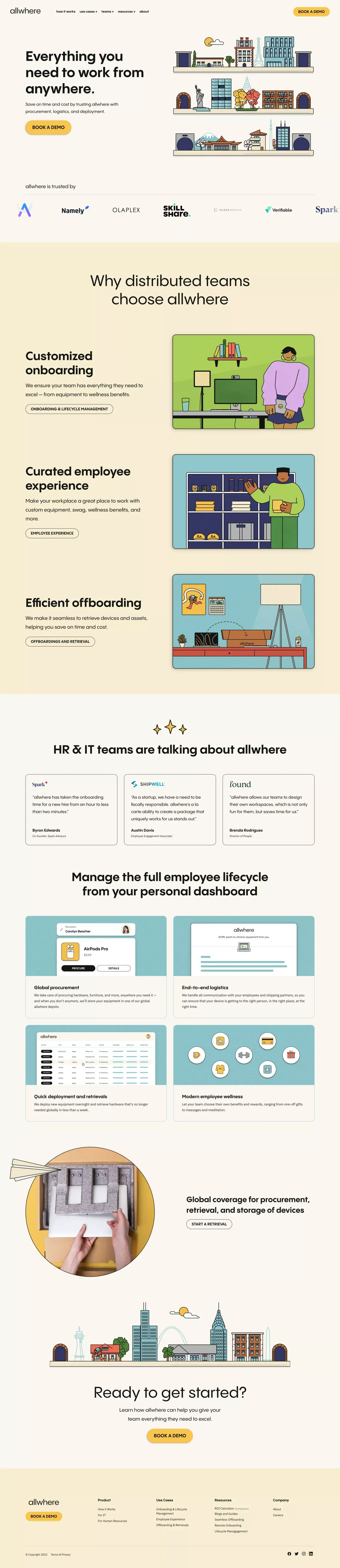 Remote Work Setups For Teams | Be Remote First | allwhere - Landing design