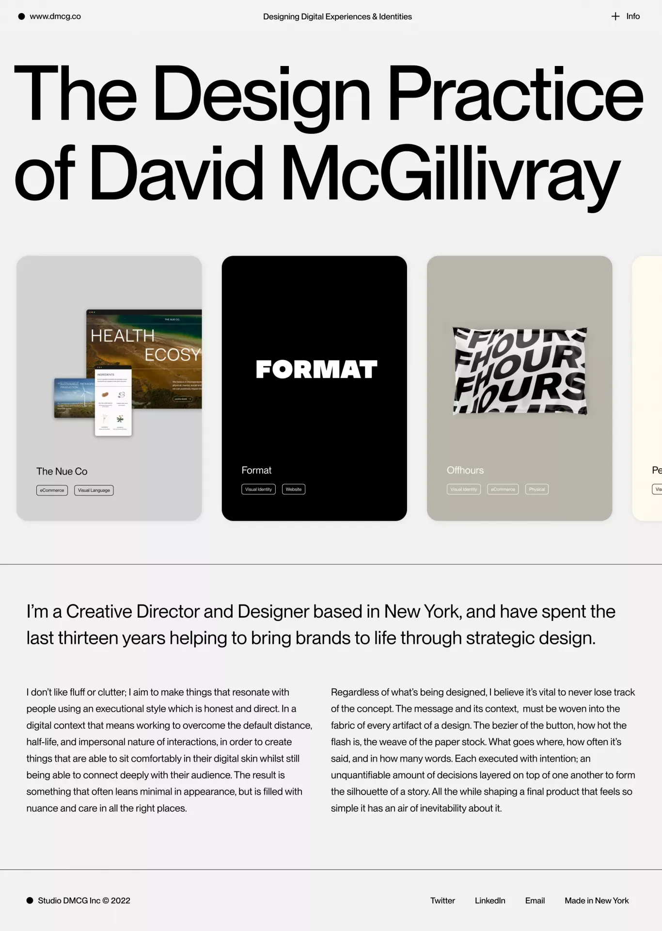 The Design Practice of David McGillivray - Portfolio design