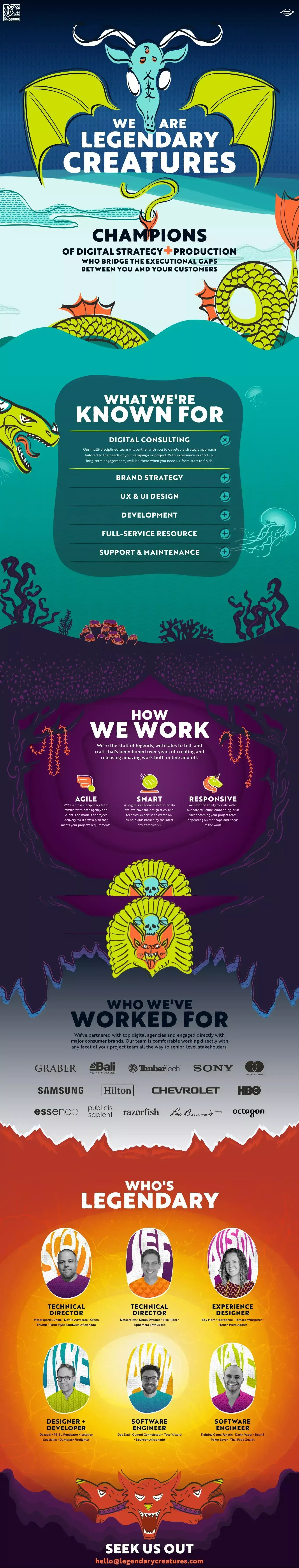 Legendary Creatures - A Digital Technology Agency - Landing design