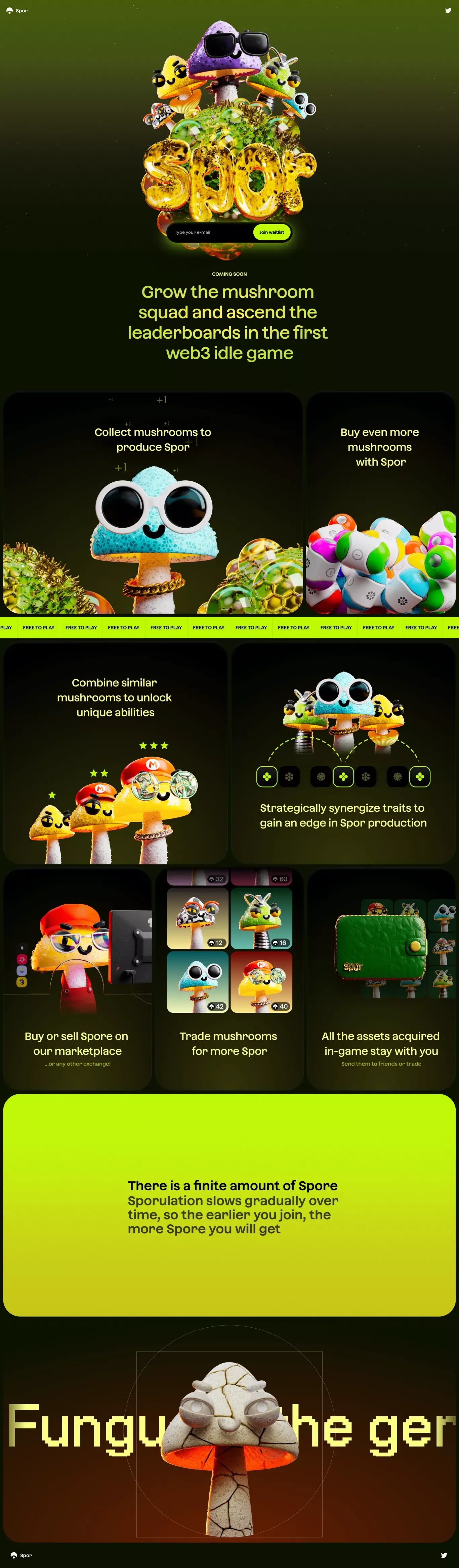 Spor - web3 Idle Game - Landing design