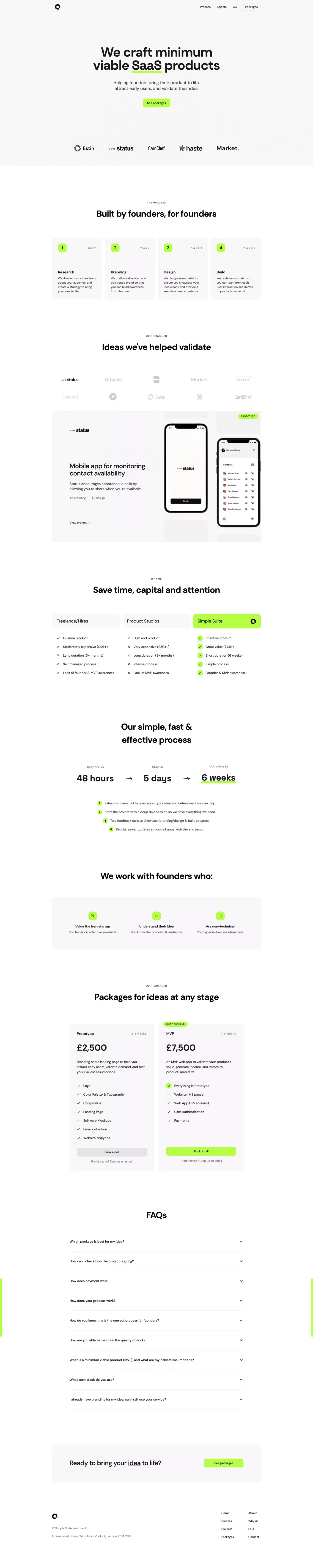 Simple Suite - We craft minimum viable SaaS products - Landing design