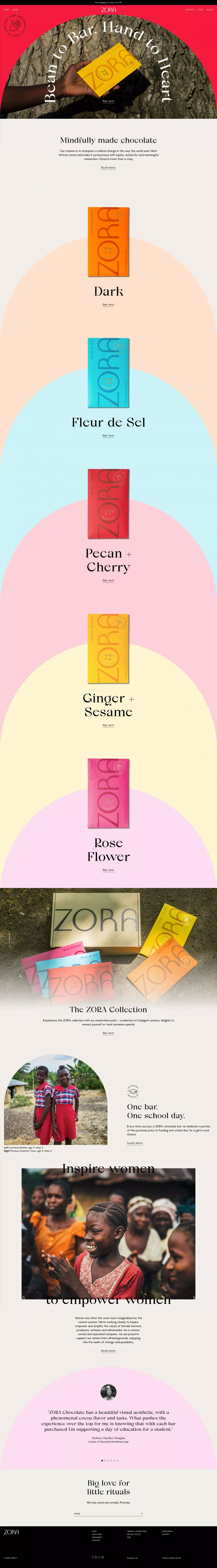ZORA – Mindfully made chocolate - Ecommerce design