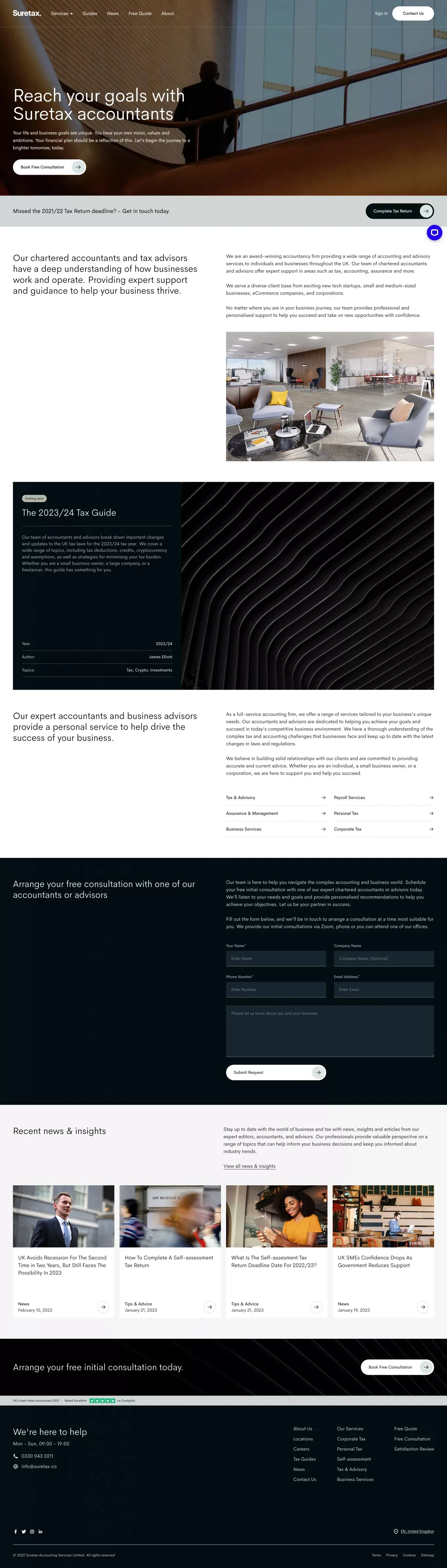 Suretax Accountants - Tax Advisory and Accounting Services - Landing design