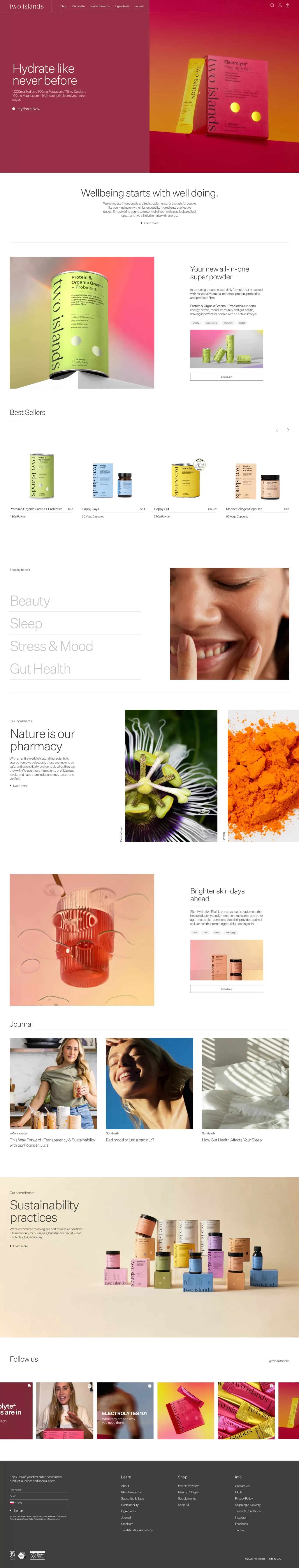 Two Islands | Quality Collagen Supplements, Protein Powder & More - Ecommerce design