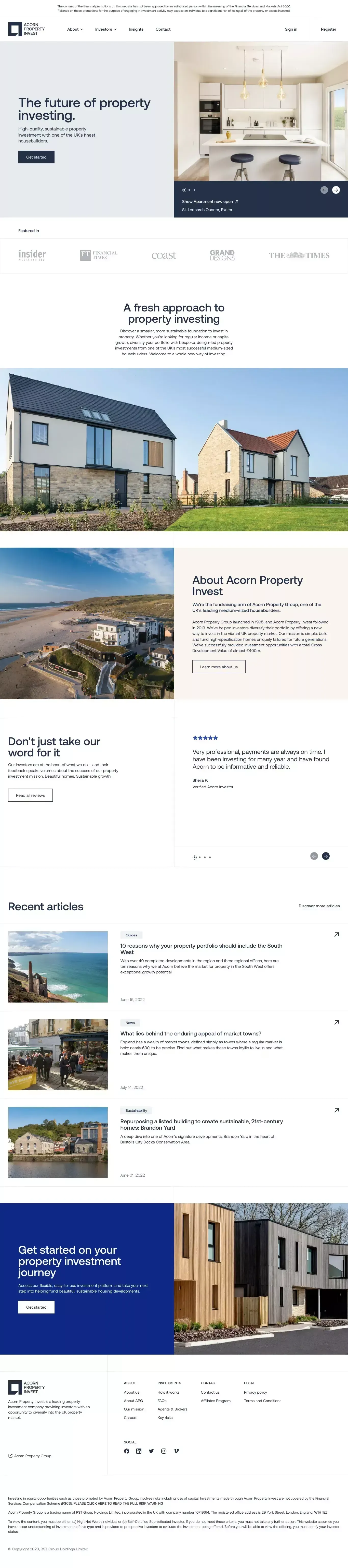 Invest in property | Acorn Property Invest - Landing design