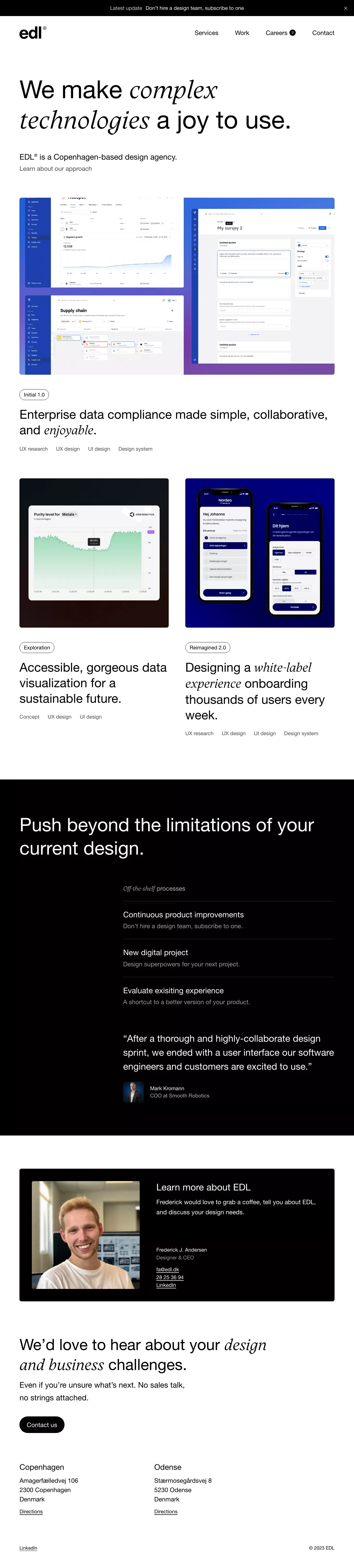 EDL – Helping companies build world-class software - Portfolio design