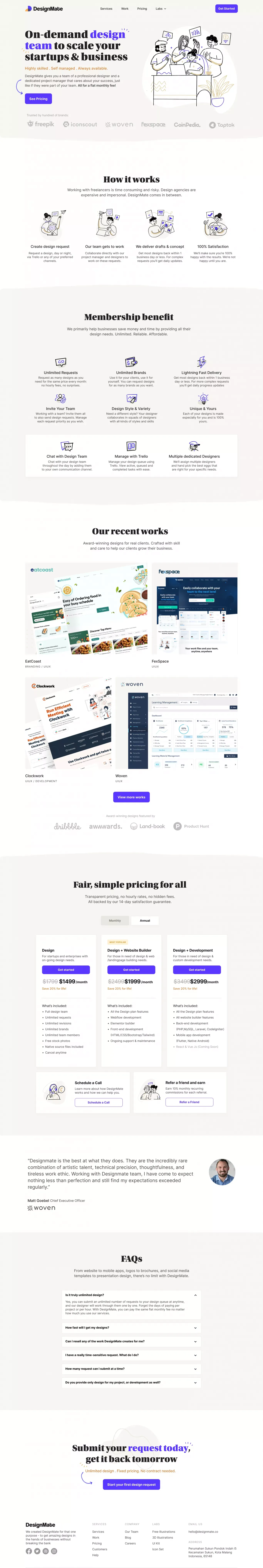 DesignMate - On-demand UI/UX and branding design agency - Landing design