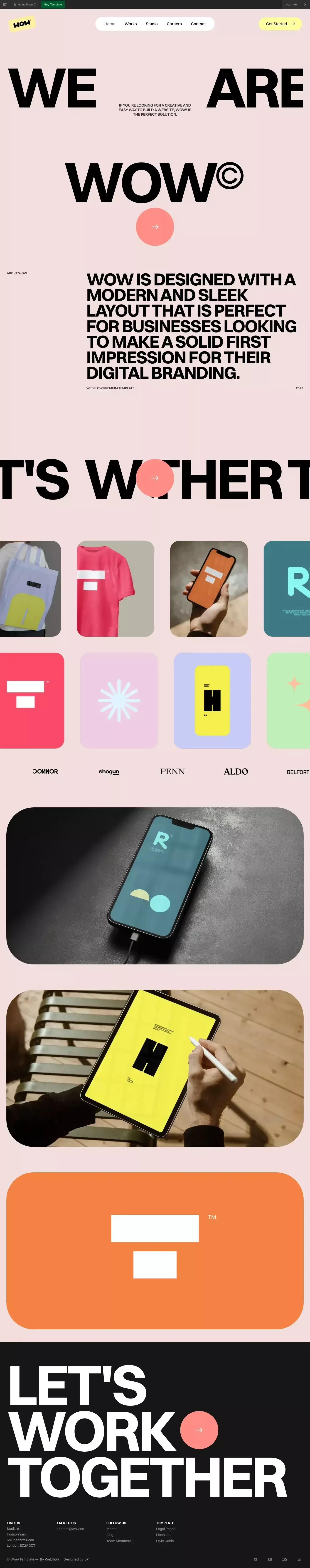 WOW - Webflow Ecommerce Website Template - Template design