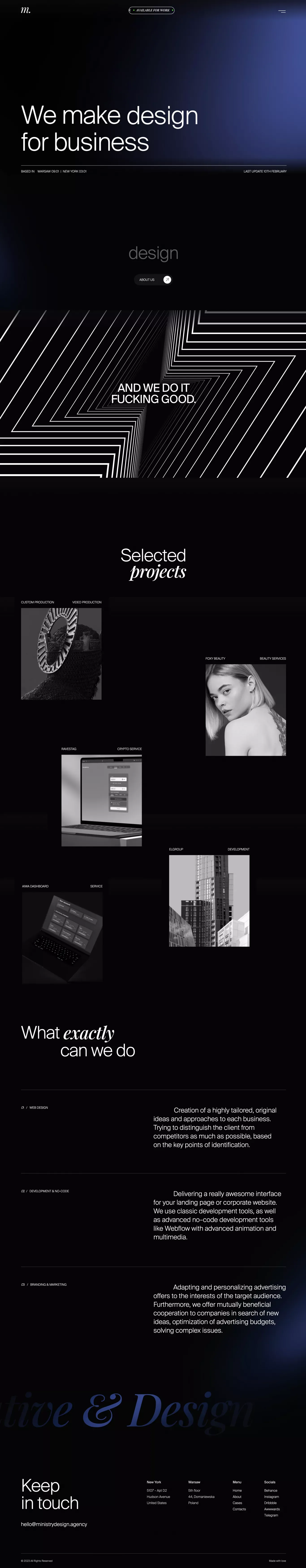 Ministry Design Agency - Portfolio design