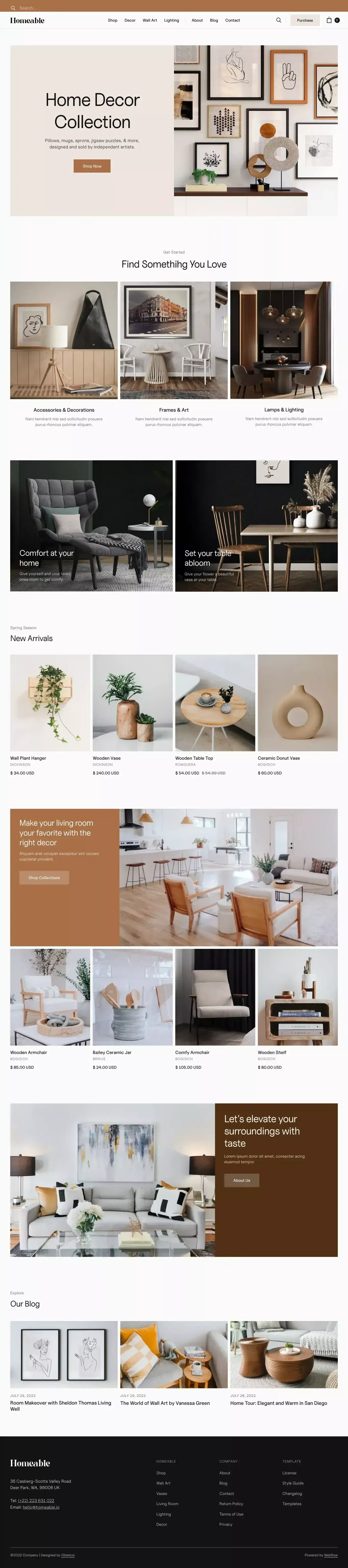 Homeable - Webflow Ecommerce Website Template - Template design