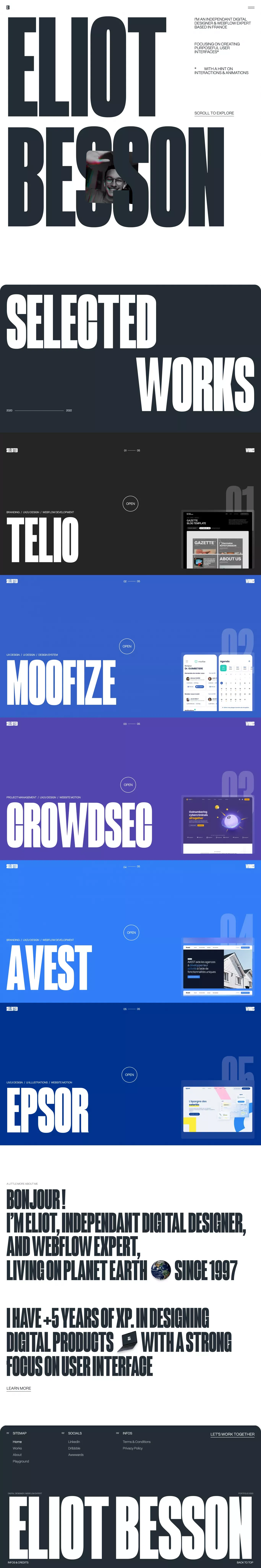 Portfolio of Eliot BESSON - Digital Designer & Webflow Expert - Portfolio design