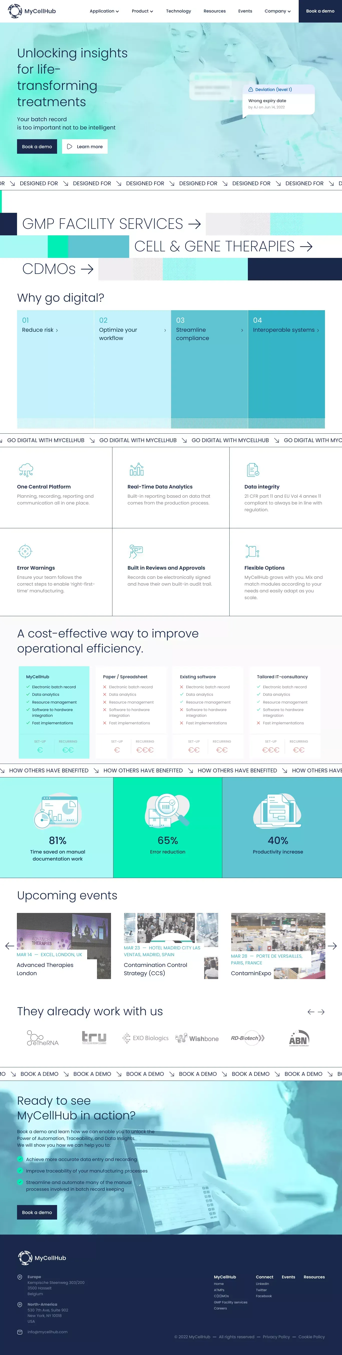 MyCellHub | On a mission to make batch records intelligent - Landing design