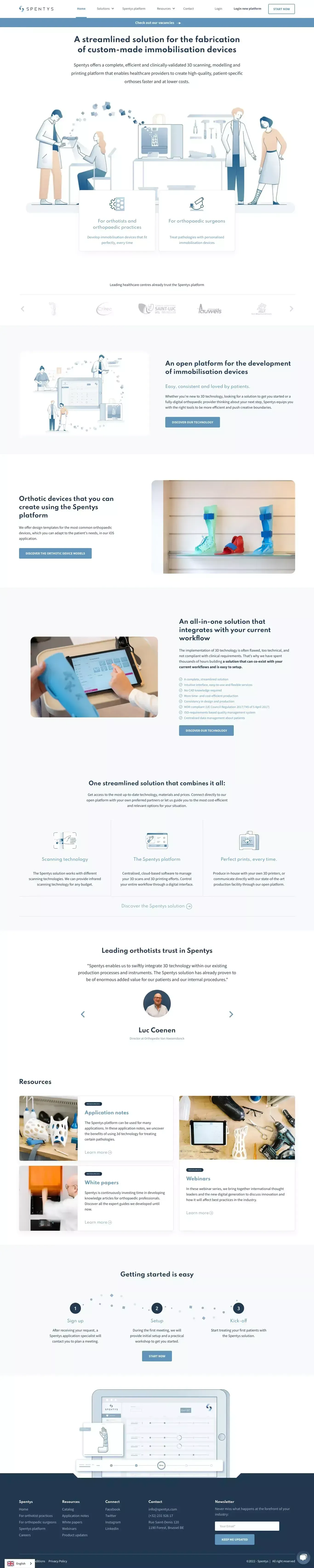 Reinventing Orthopedics | Spentys - Landing design