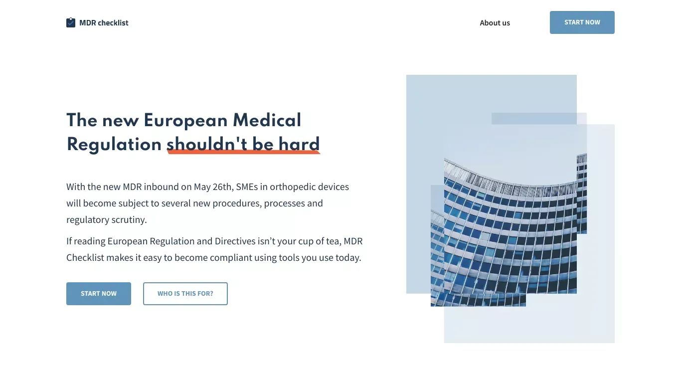 The MDR Compliance Checklist | MDRchecklist.com - Landing design