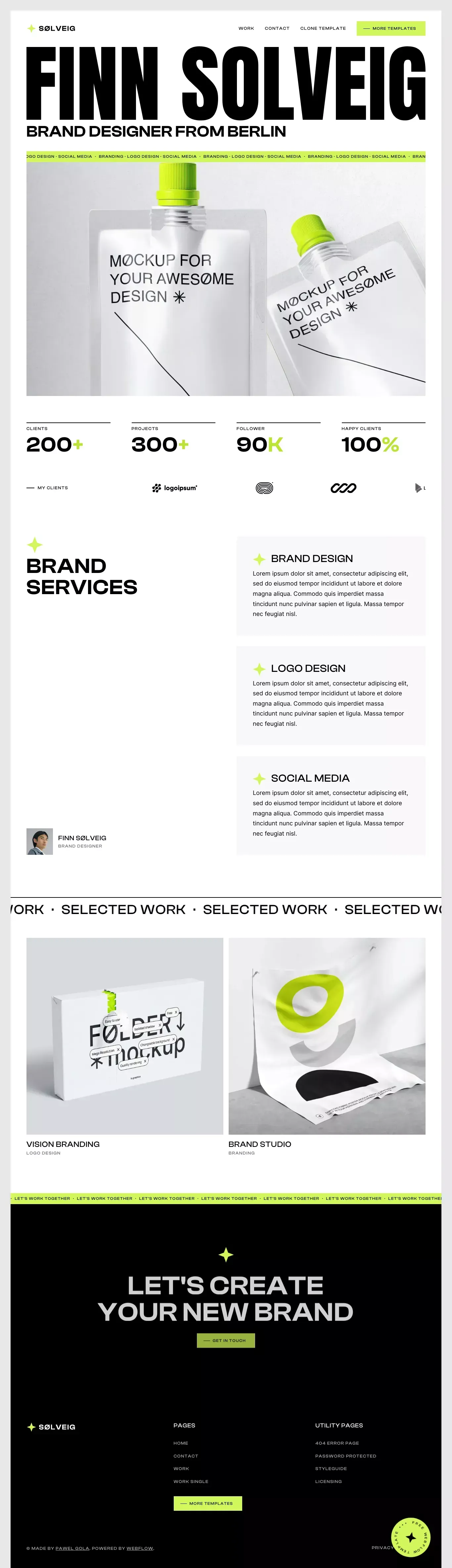 Free Portfolio Webflow Template - Template design