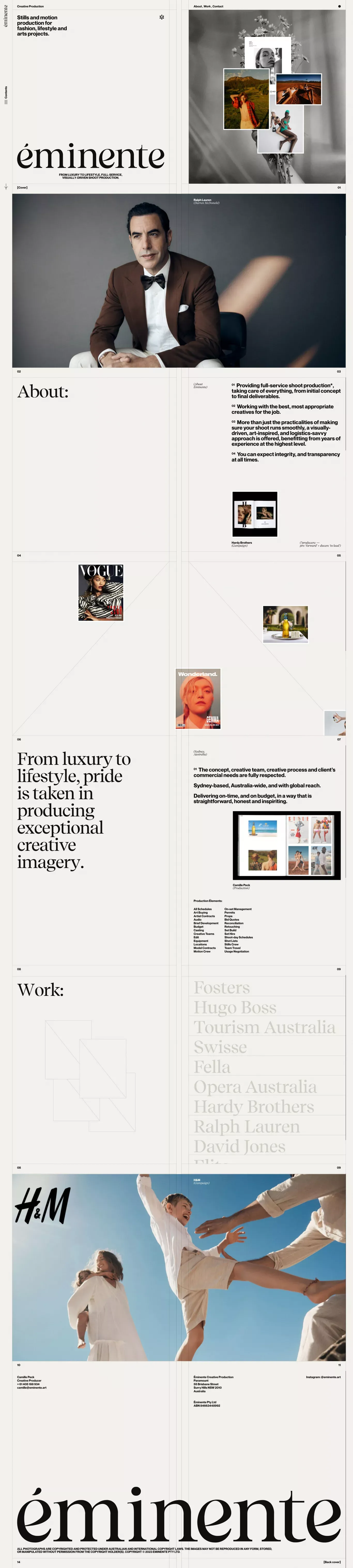 Eminente: Full-Service Shoot Prod. for Fashion, Lifestyle, Arts - Portfolio design