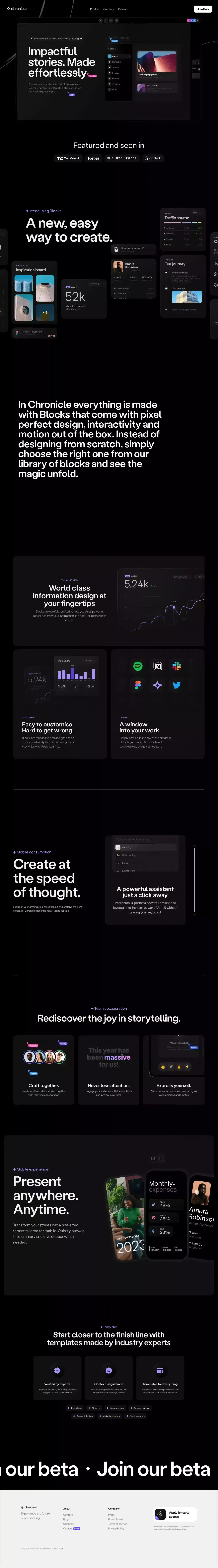 Chronicle - Landing design