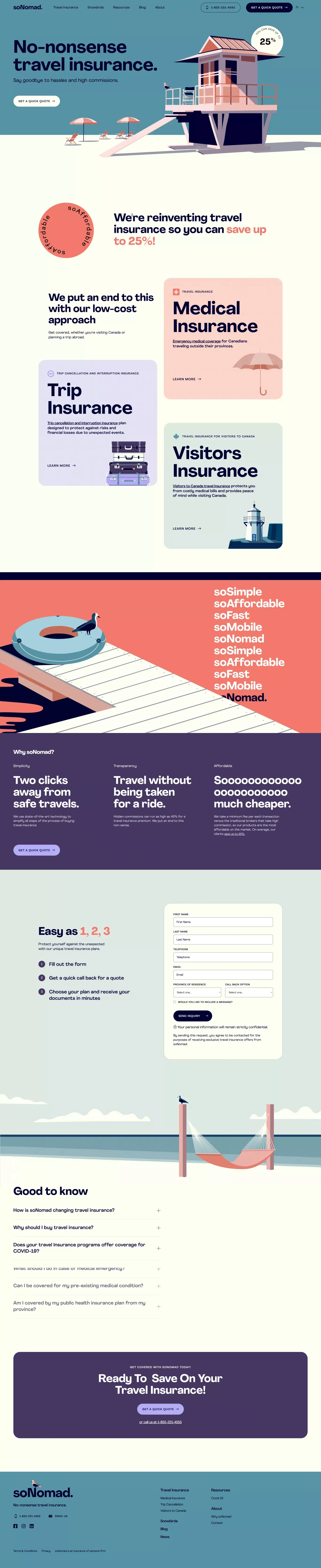 Travel Insurance | Medical Insurance | soNomad. - Landing design