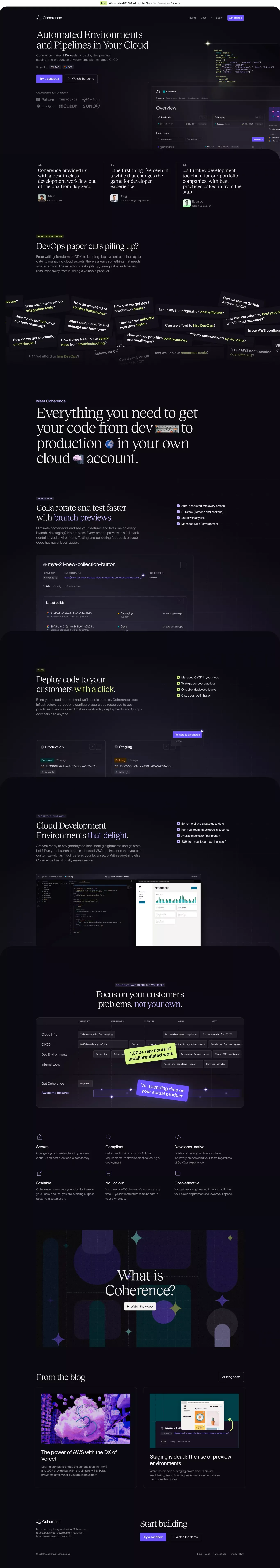 Coherence — The First Developer Experience Platform - Landing design