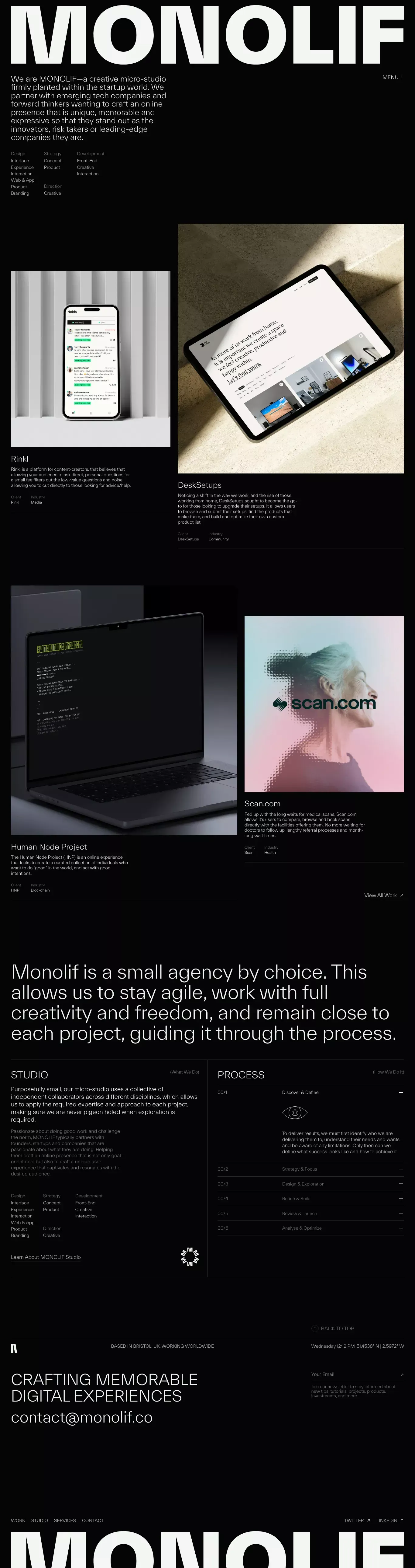 MONOLIF — a curiously creative micro-studio - Portfolio design