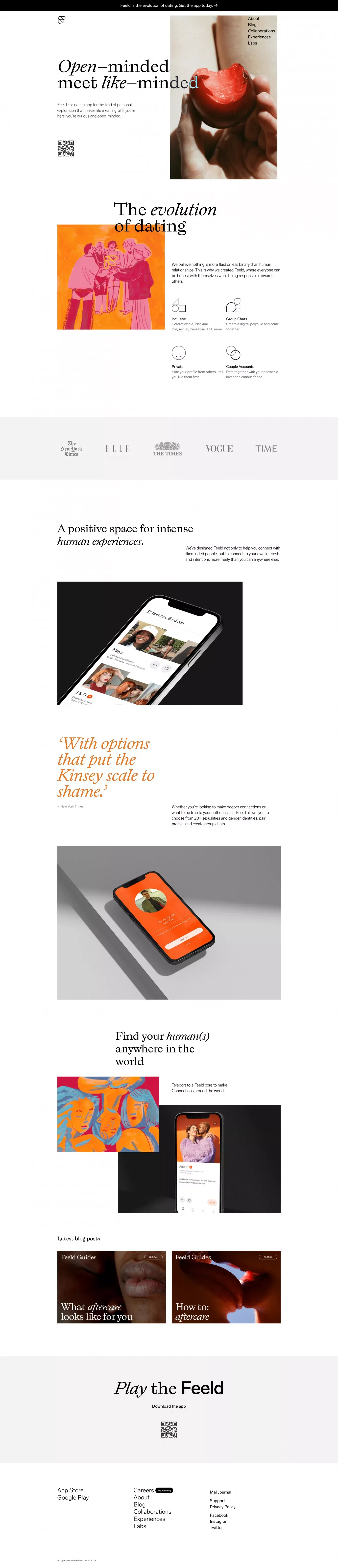 Dating app for the open–minded to meet like–minded | Feeld - Landing design