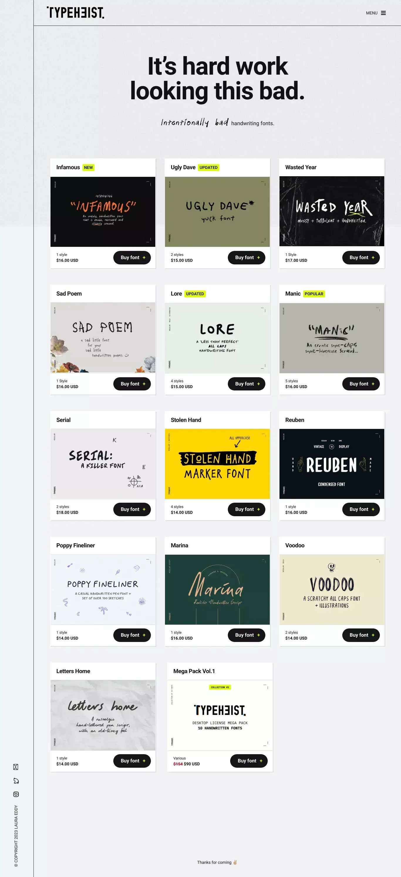 TYPEHEIST Font Foundry - Ecommerce design