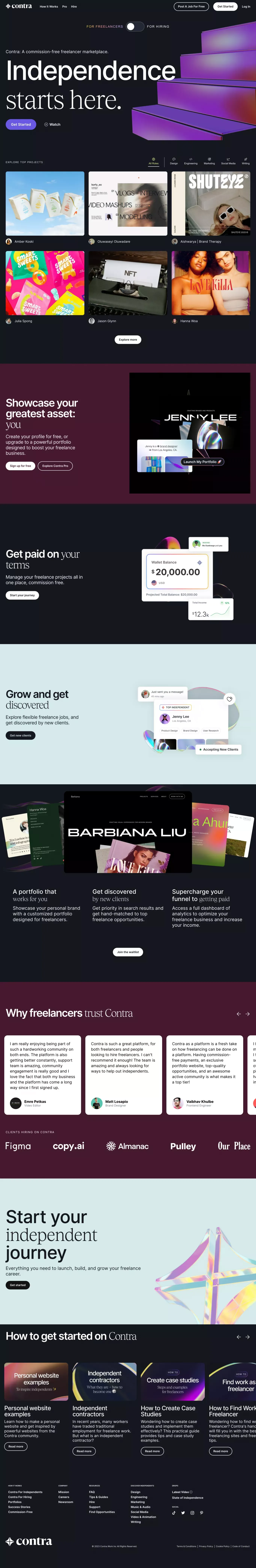 Freelance Marketplace: Commission-Free | Contra - Landing design