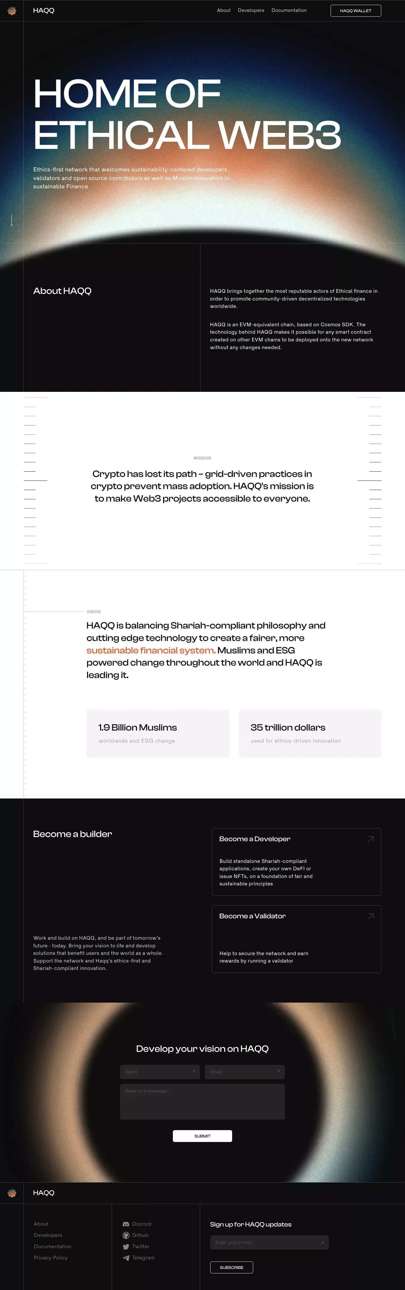 HAQQ | Home of ethical web3 - website design