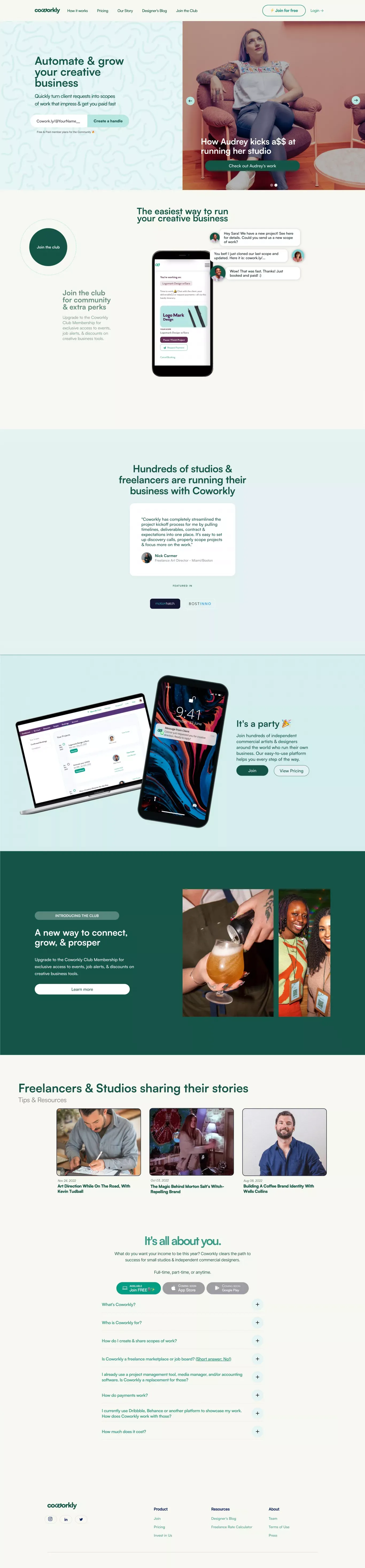 Coworkly :: The Storefront for Commercial Creatives 🏕 - Landing design