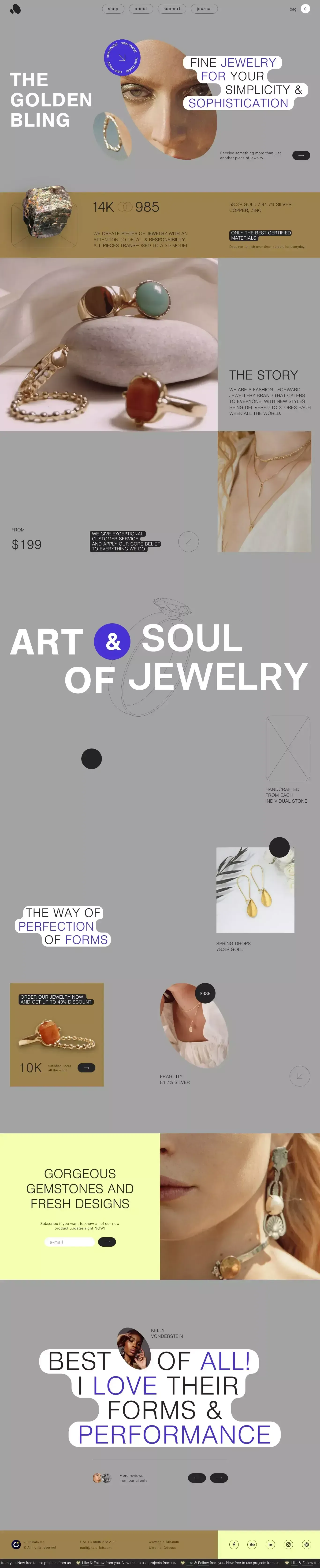 Bling gold jewelry | E-commerce - Ecommerce design