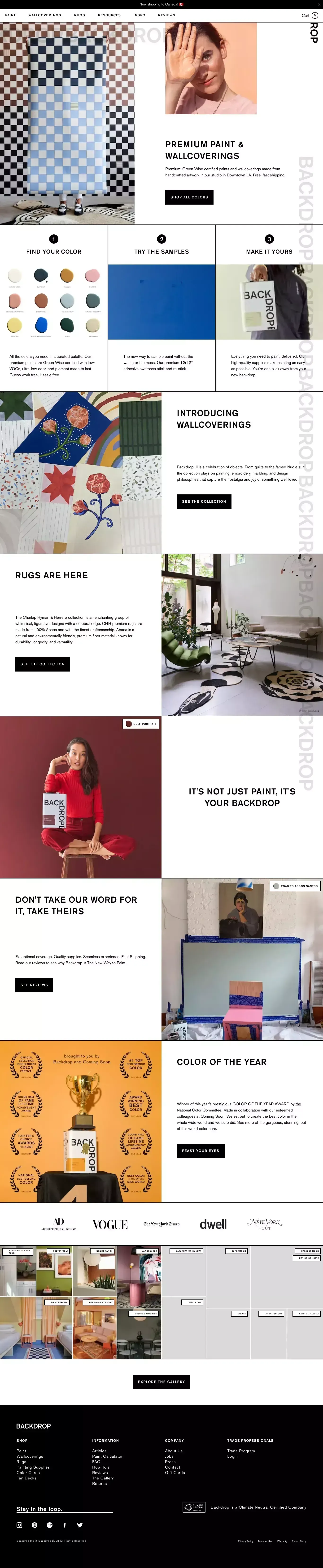 Backdrop: Online Paint Store - The New Way to Paint  | Backdrop - Ecommerce design