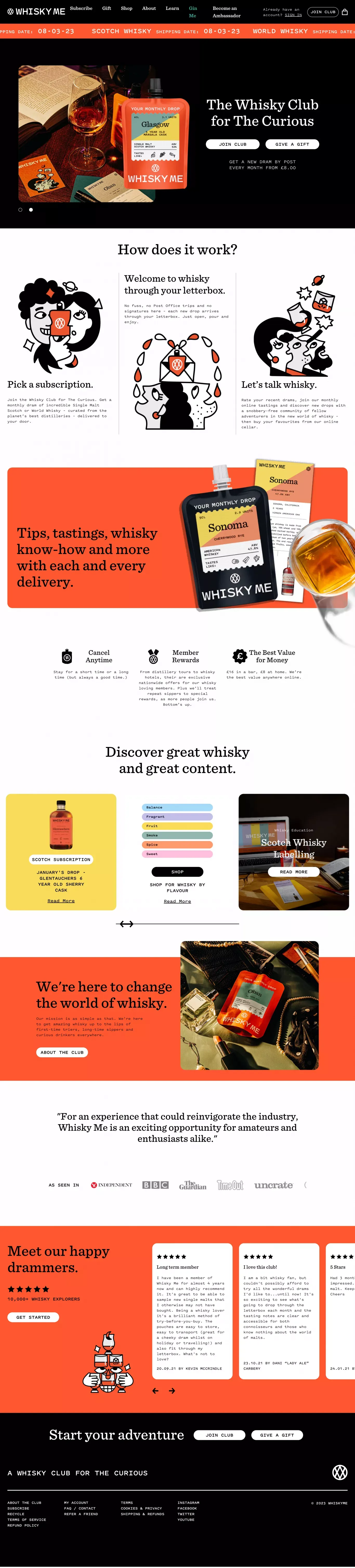 Whisky Me Whisky Club - Monthly Whisky Subscription– Whisky-Me - Landing design