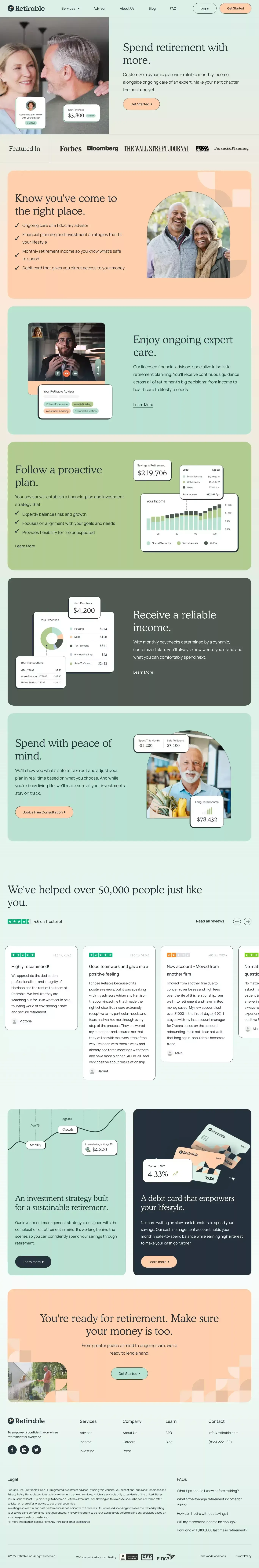 Spend Retirement With More | Retirable - Landing design