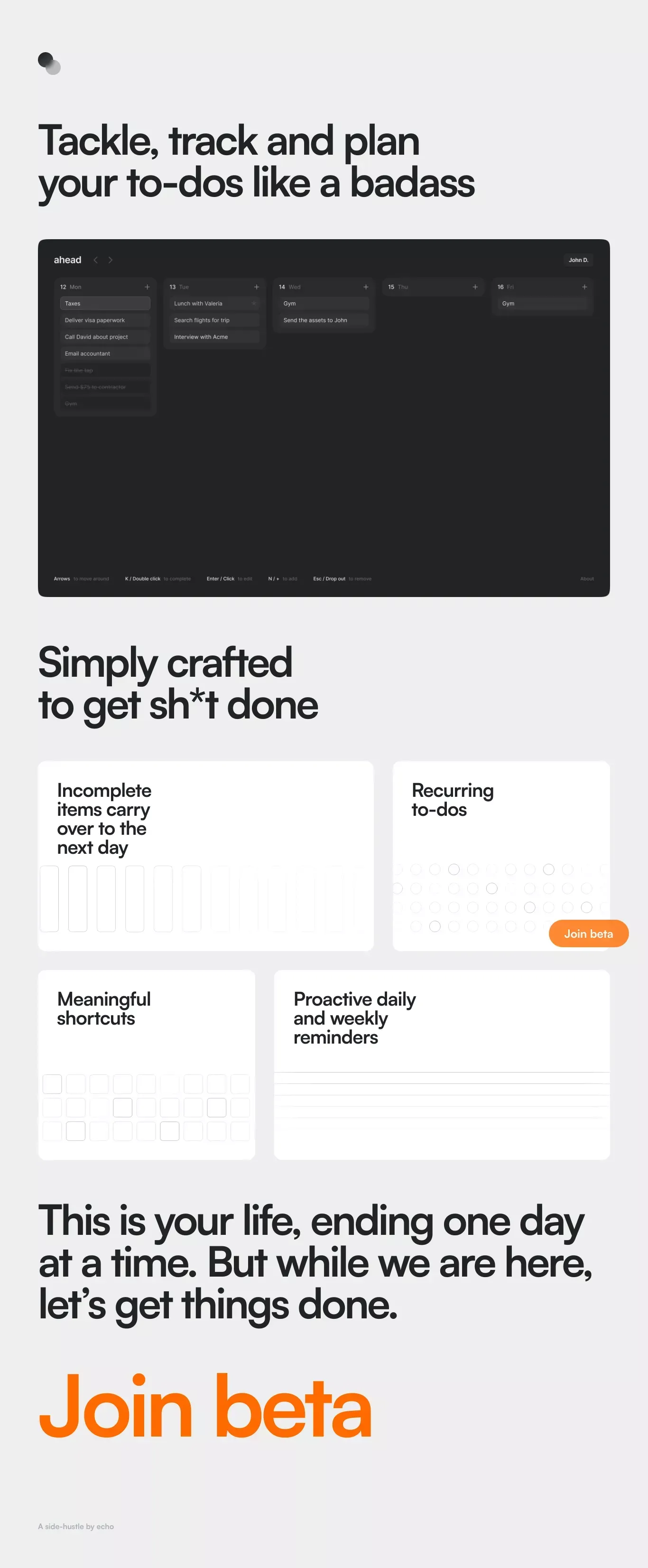 Ahead - simply crafted to get shit done - website design