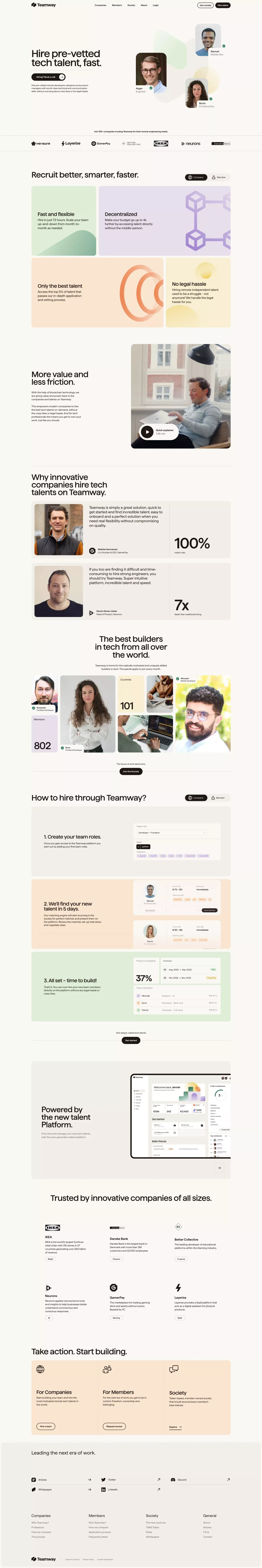 Teamway | The member-owned tech society - Landing design